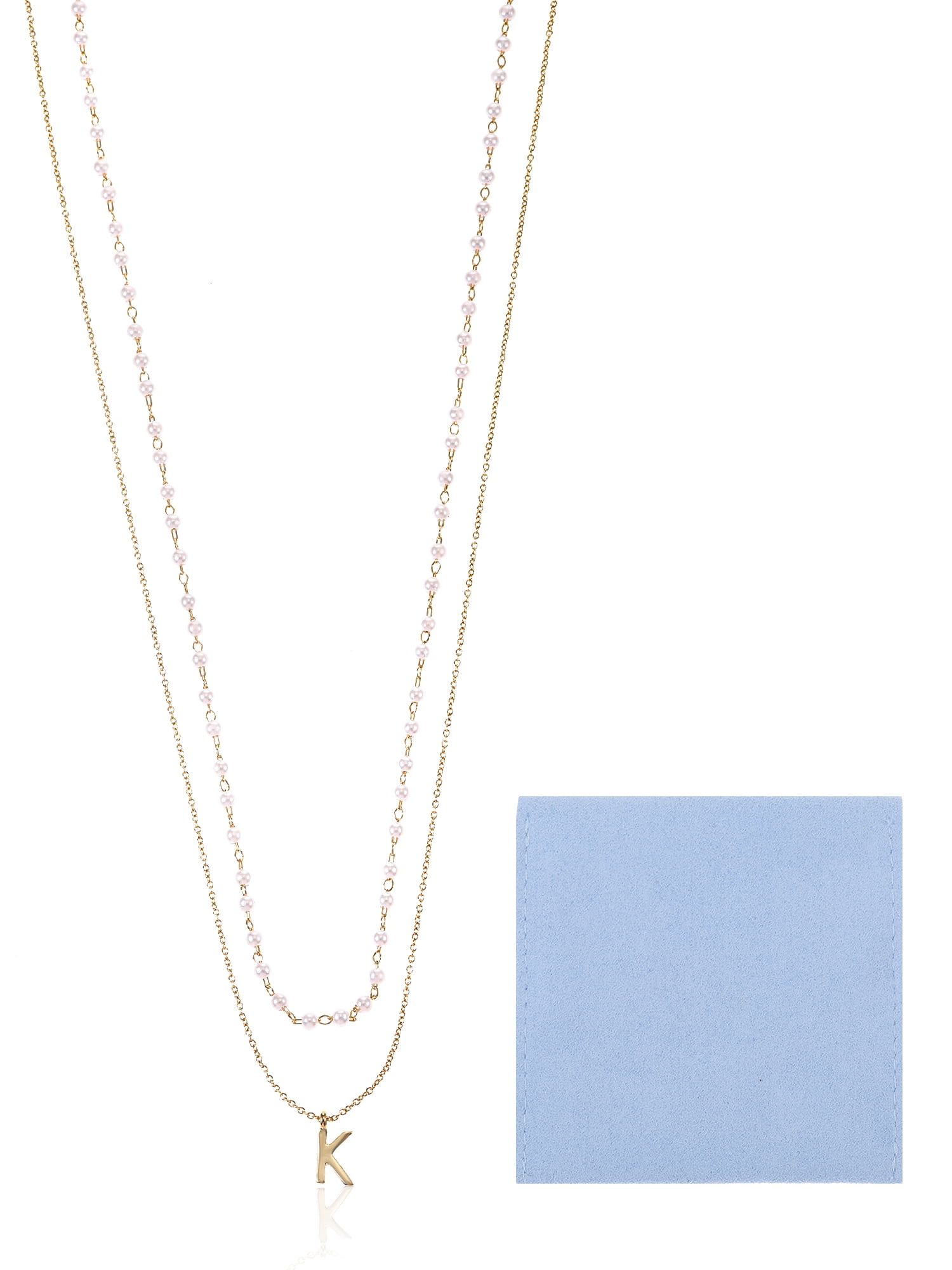 Time and Tru Goldtone Initial Letter Necklace Set, 2 Pieces, Letter K