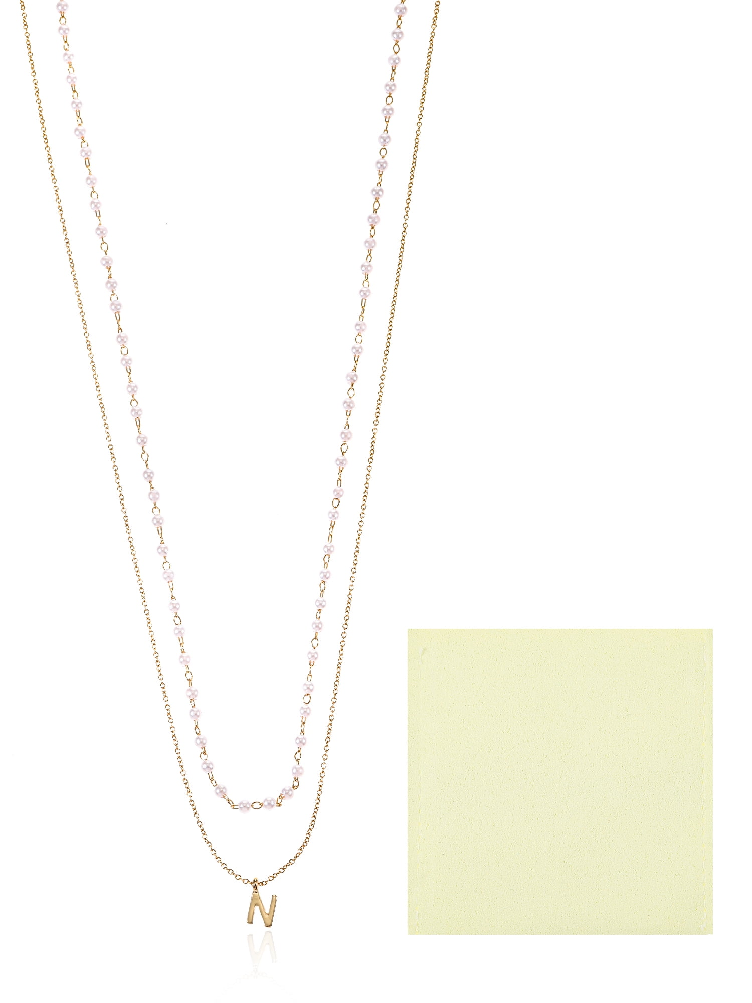 Time and Tru Goldtone Initial Letter Necklace Set, 2 Pieces, Letter N