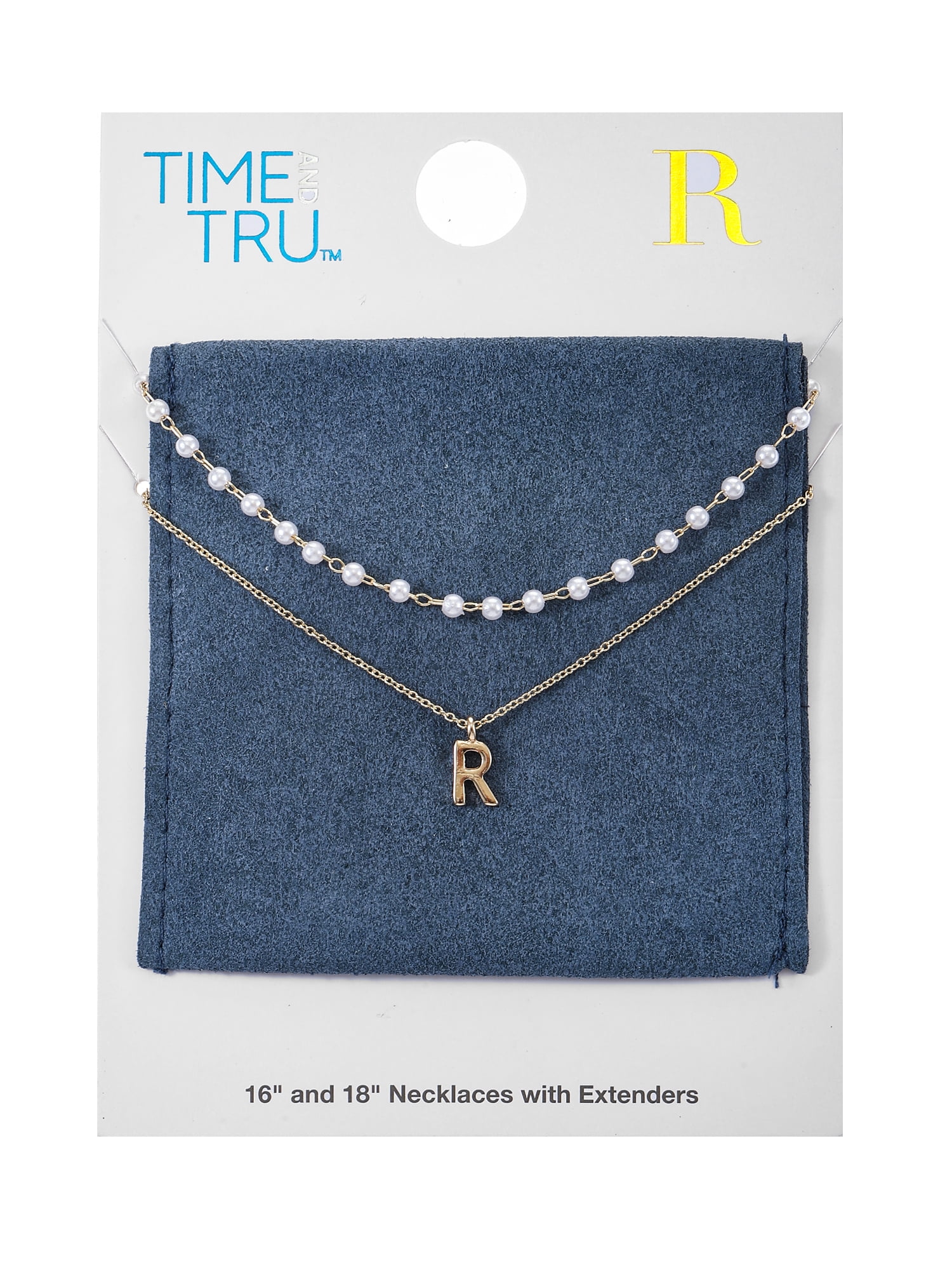 Time and Tru Goldtone Initial Letter Necklace Set, 2 Pieces, Letter R