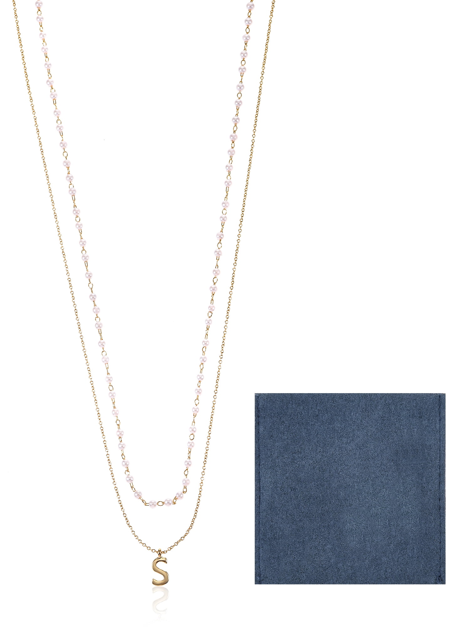 Time and Tru Goldtone Initial Letter Necklace Set, 2 Pieces, Letter S