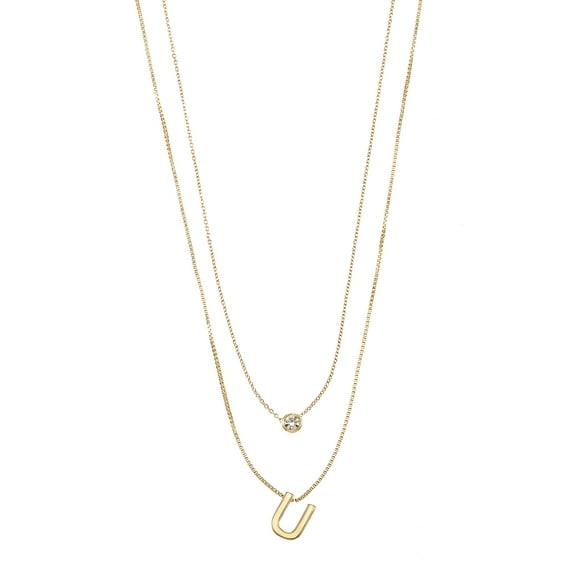 Time and Tru Silvertone Initial Letter Necklace Set 2 Pieces Letter N