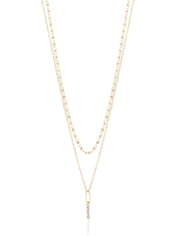 Goldtone Initial Letter Necklace Set for Women, 2 Piece Set