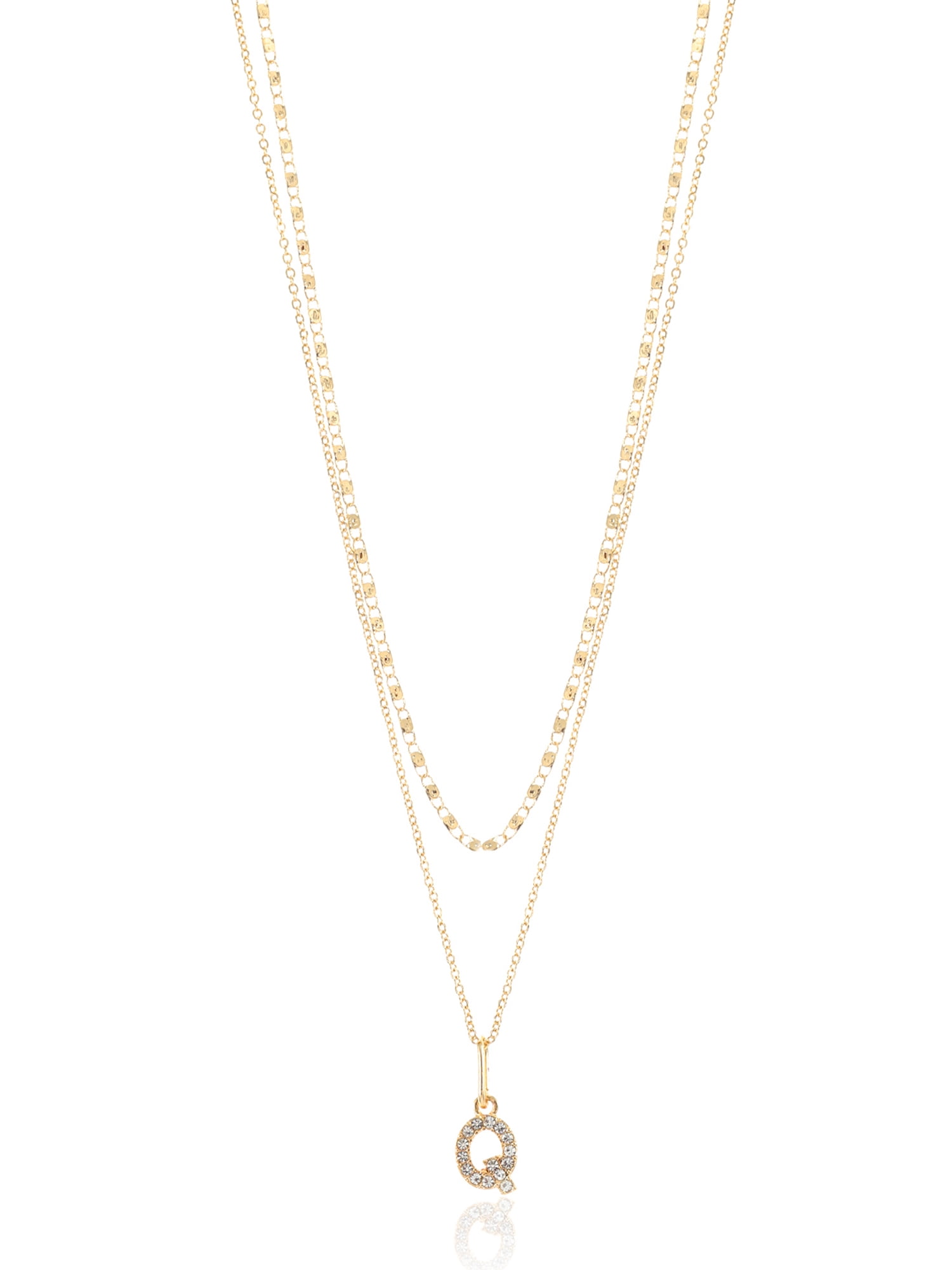 Time and Tru Goldtone Initial Letter Necklace Set for Women, 2 Piece Set