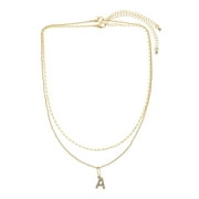 Time and Tru Goldtone Initial Letter Necklace Set for Women, 2 Piece Set