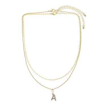 Time and Tru Goldtone Initial Letter Necklace Set for Women, 2 Piece Set