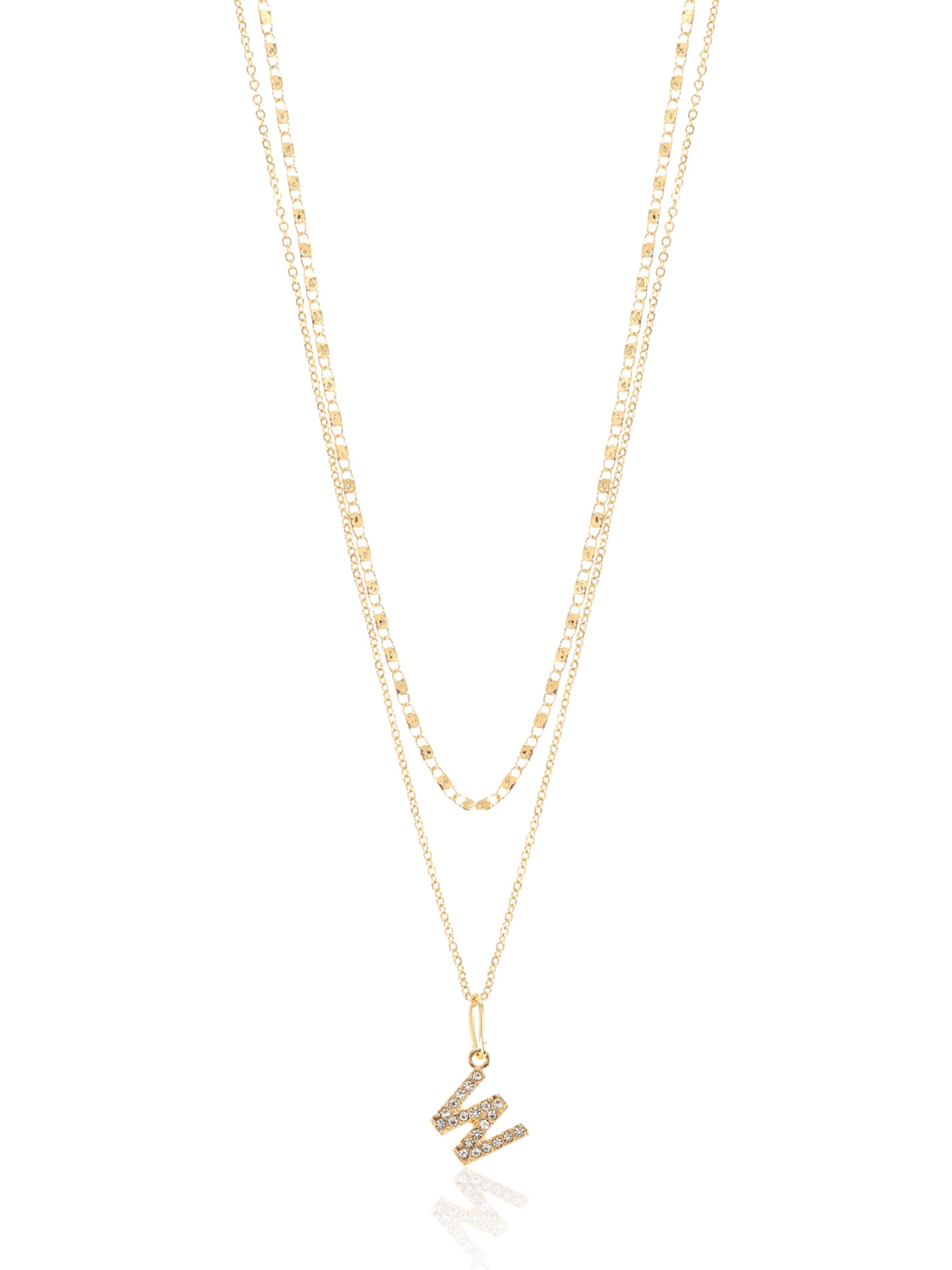 Time and Tru Goldtone Initial Letter Necklace Set for Women, 2 Piece Set