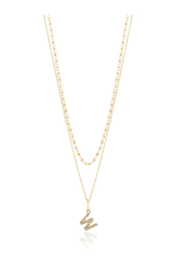 Goldtone Initial Letter Necklace Set for Women, 2 Piece Set