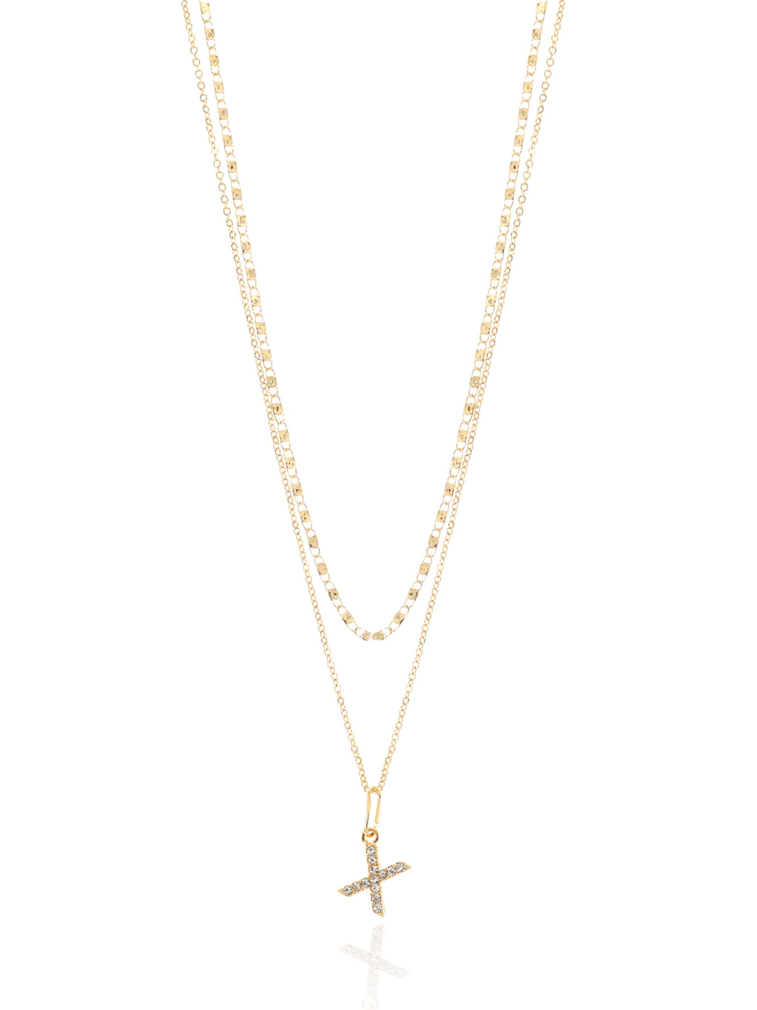 Time and Tru Goldtone Initial Letter Necklace Set for Women, 2 Piece Set