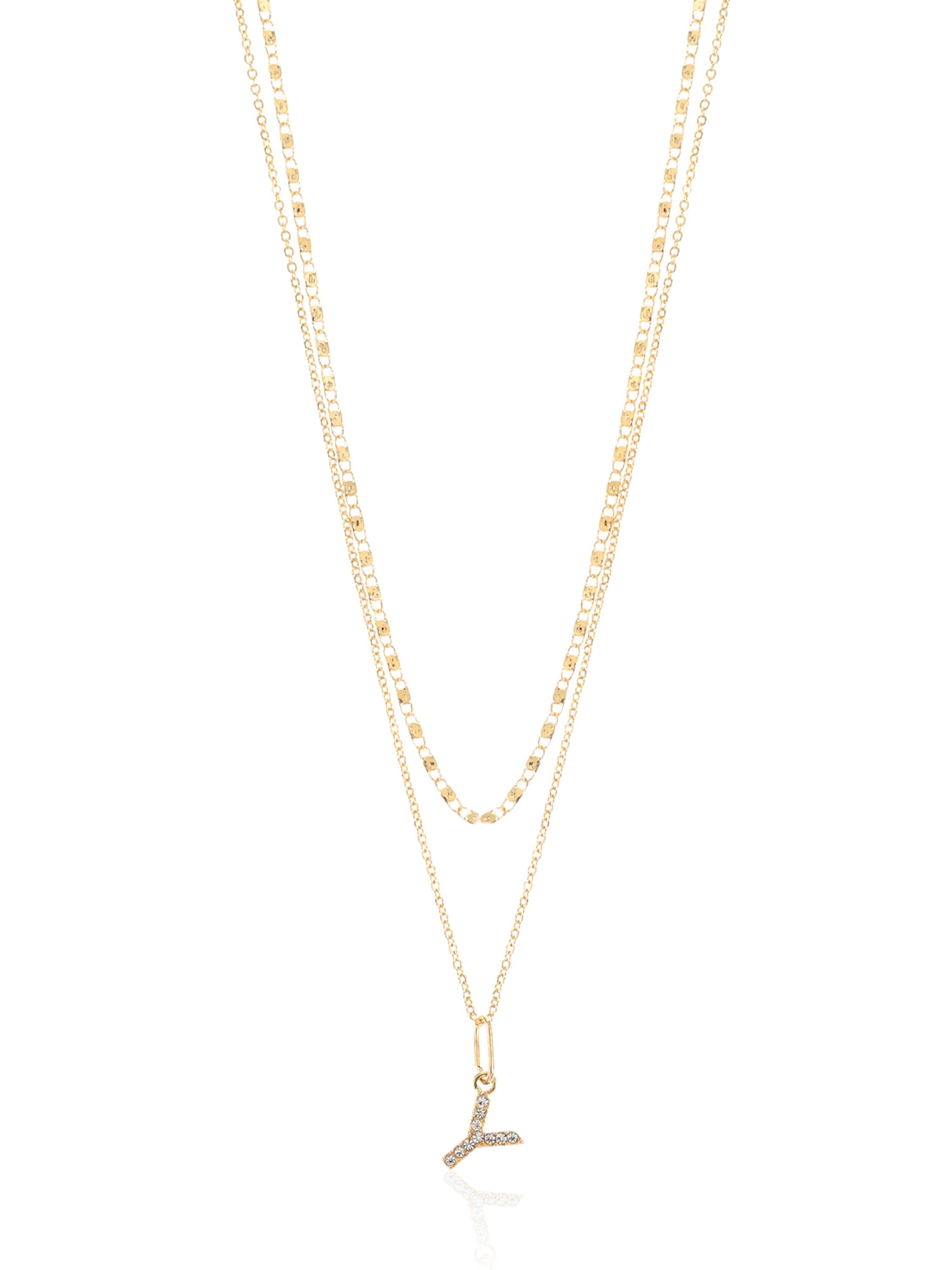 Time and Tru Goldtone Initial Letter Necklace Set for Women, 2 Piece Set