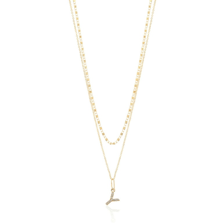 Time and Tru Goldtone Initial Letter Necklace Set for Women 2 Piece Set