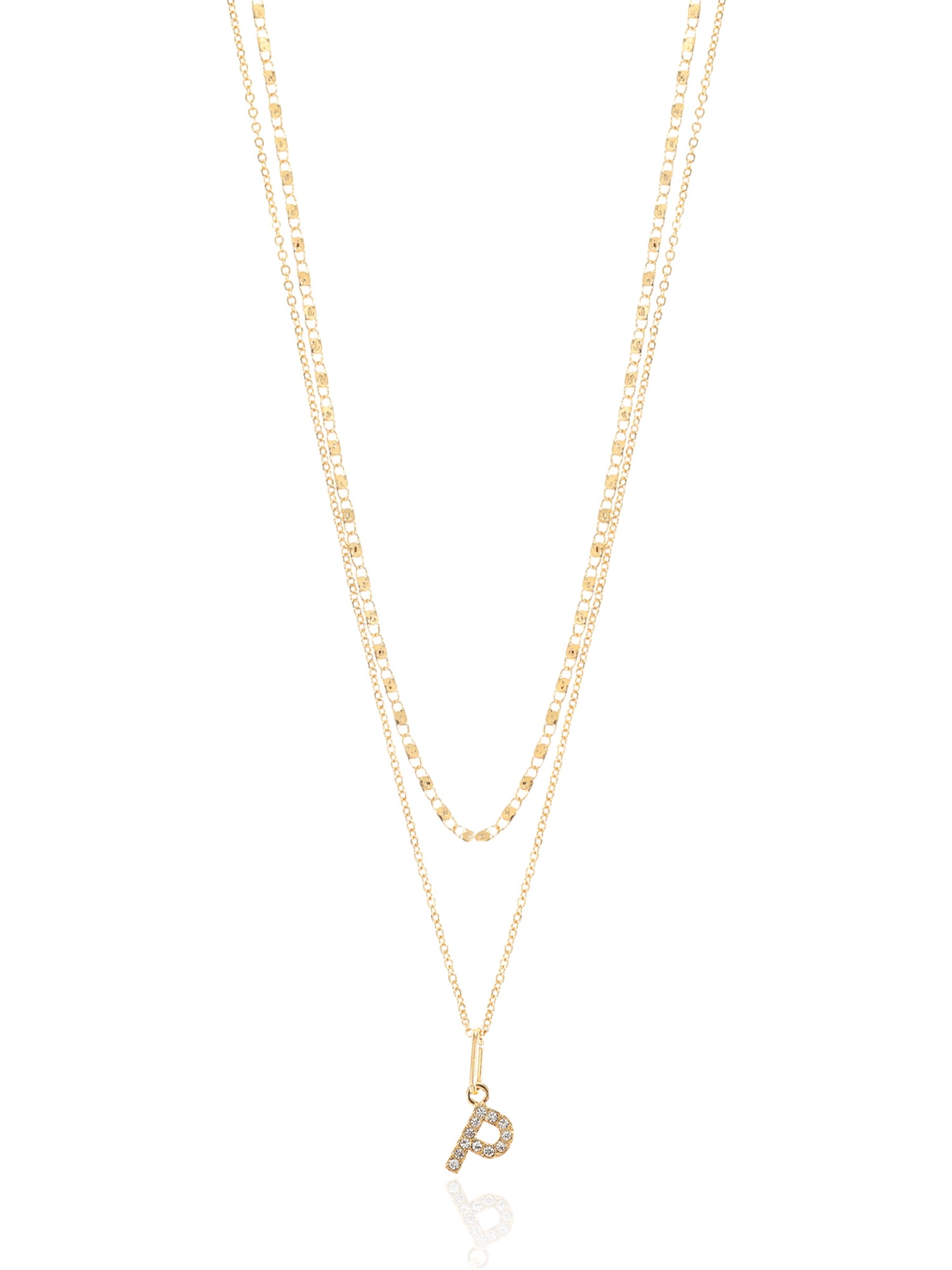 Time and Tru Goldtone Initial Letter Necklace Set for Women, 2 Piece Set