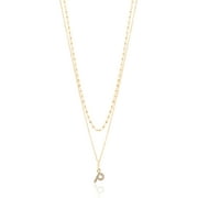 TIME AND TRU Goldtone Initial Letter Necklace Set for Women, 2 Piece Set