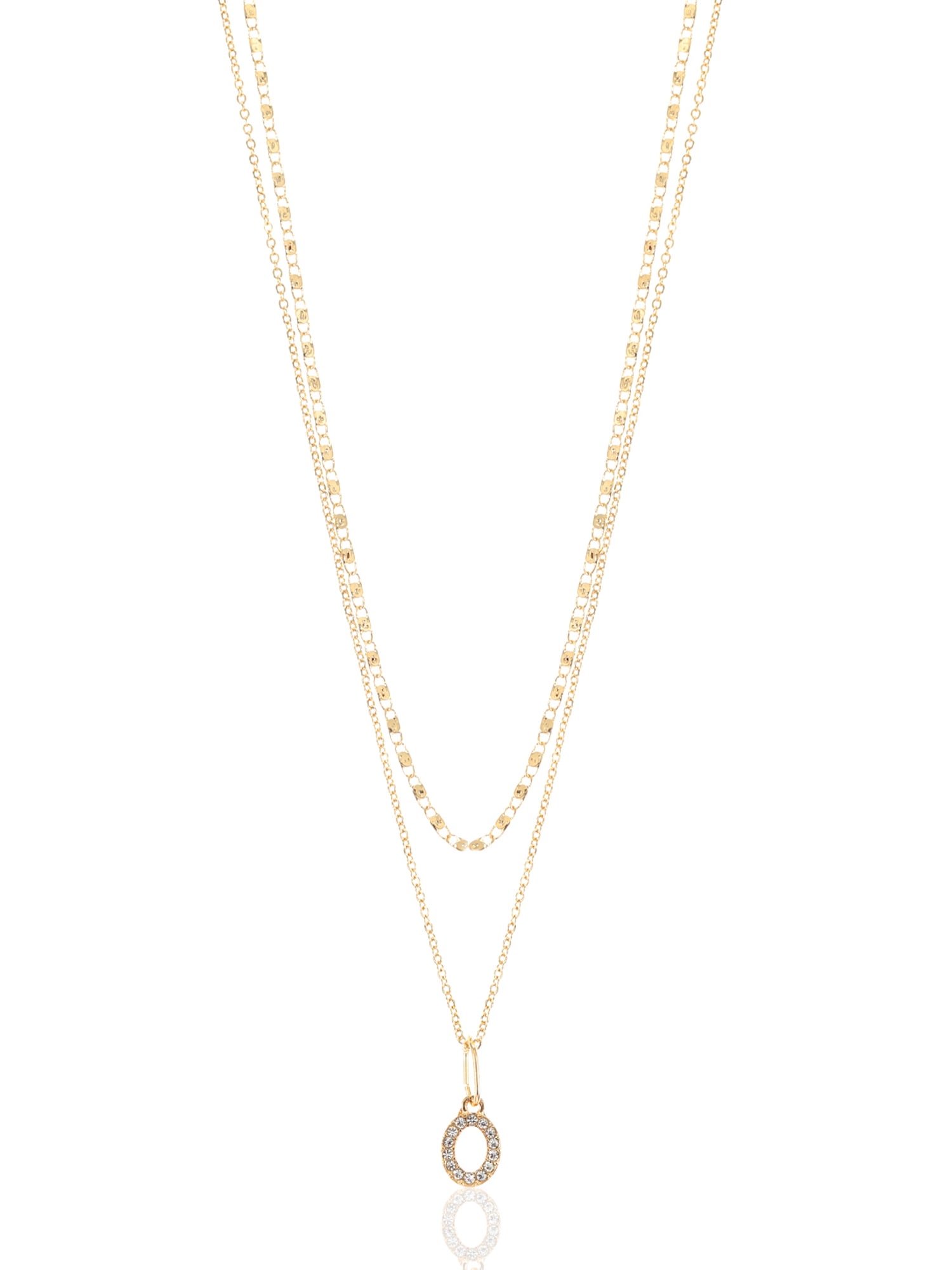 Time and Tru Goldtone Initial Letter Necklace Set for Women, 2 Piece Set