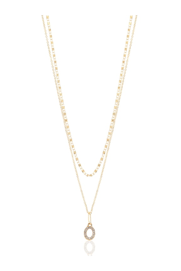 Goldtone Initial Letter Necklace Set for Women, 2 Piece Set