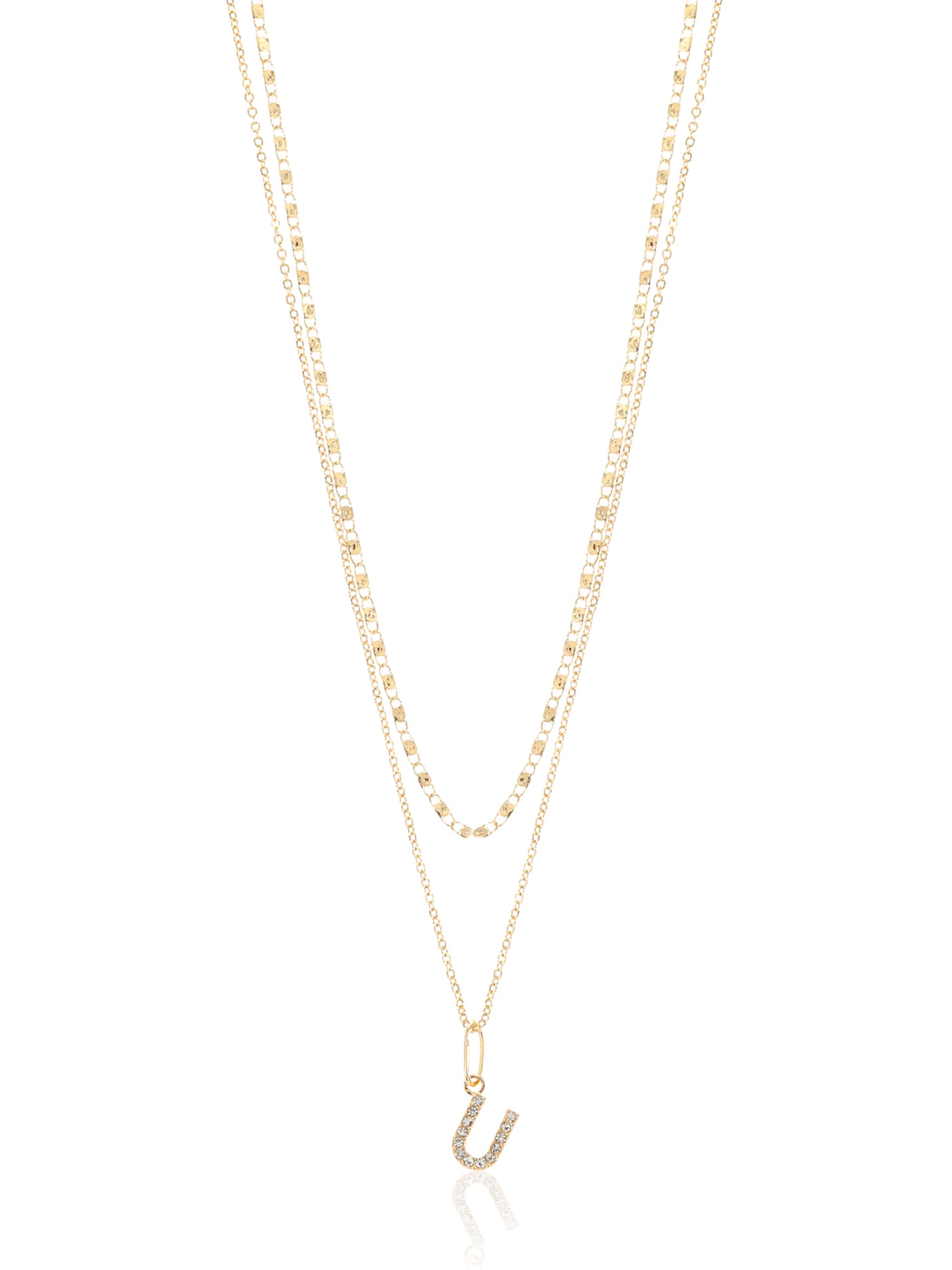 Time and Tru Goldtone Initial Letter Necklace Set for Women, 2 Piece Set