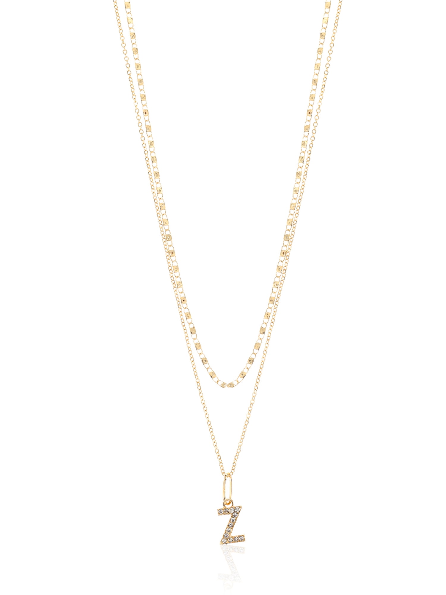 Time and Tru Goldtone Initial Letter Necklace Set for Women, 2 Piece Set