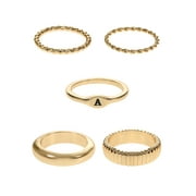 TIME AND TRU Goldtone Initial Ring Set, 5 Piece, Size 7, Initial A