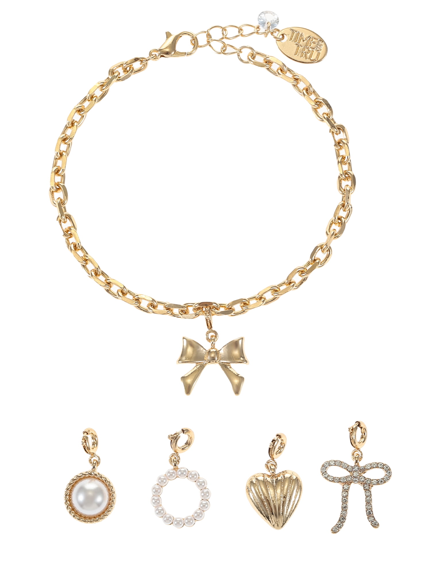 TIME AND TRU Goldtone Interchangeable Charm Bracelet , 6 Pieces