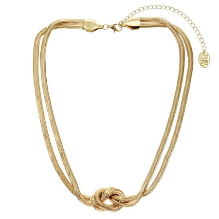 Time and Tru Goldtone Knotted Snake Chain Necklace, 16" +3" Extender (Women's)