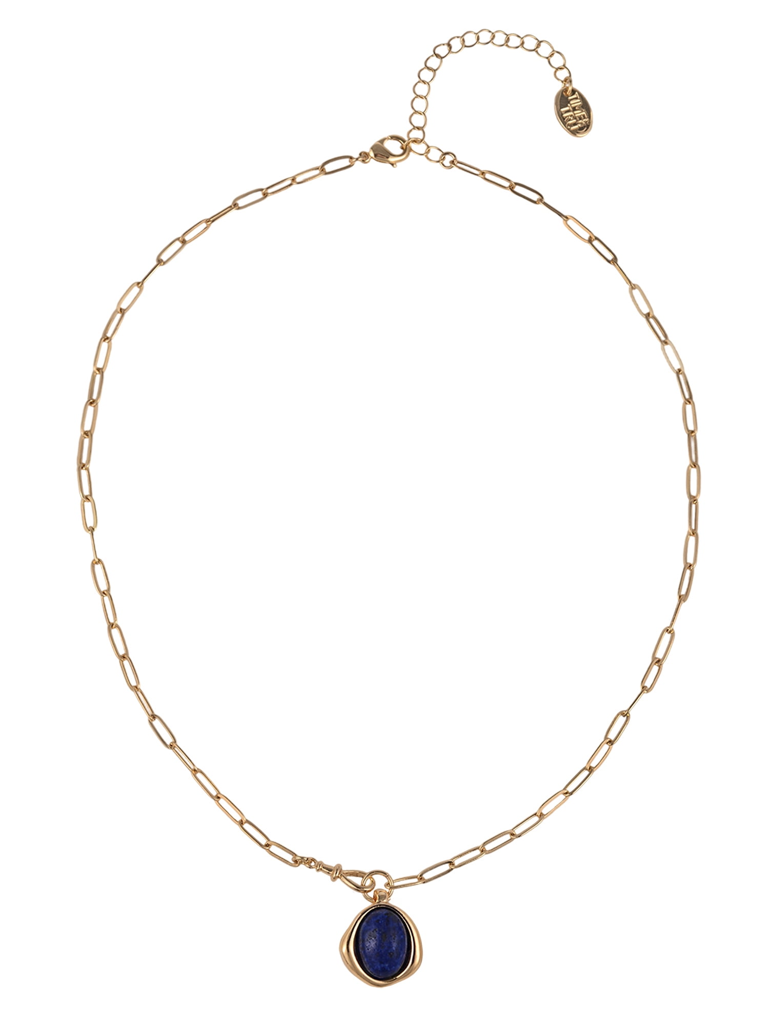 Time and Tru Goldtone Lapis Lazuli Round Pendant Necklace