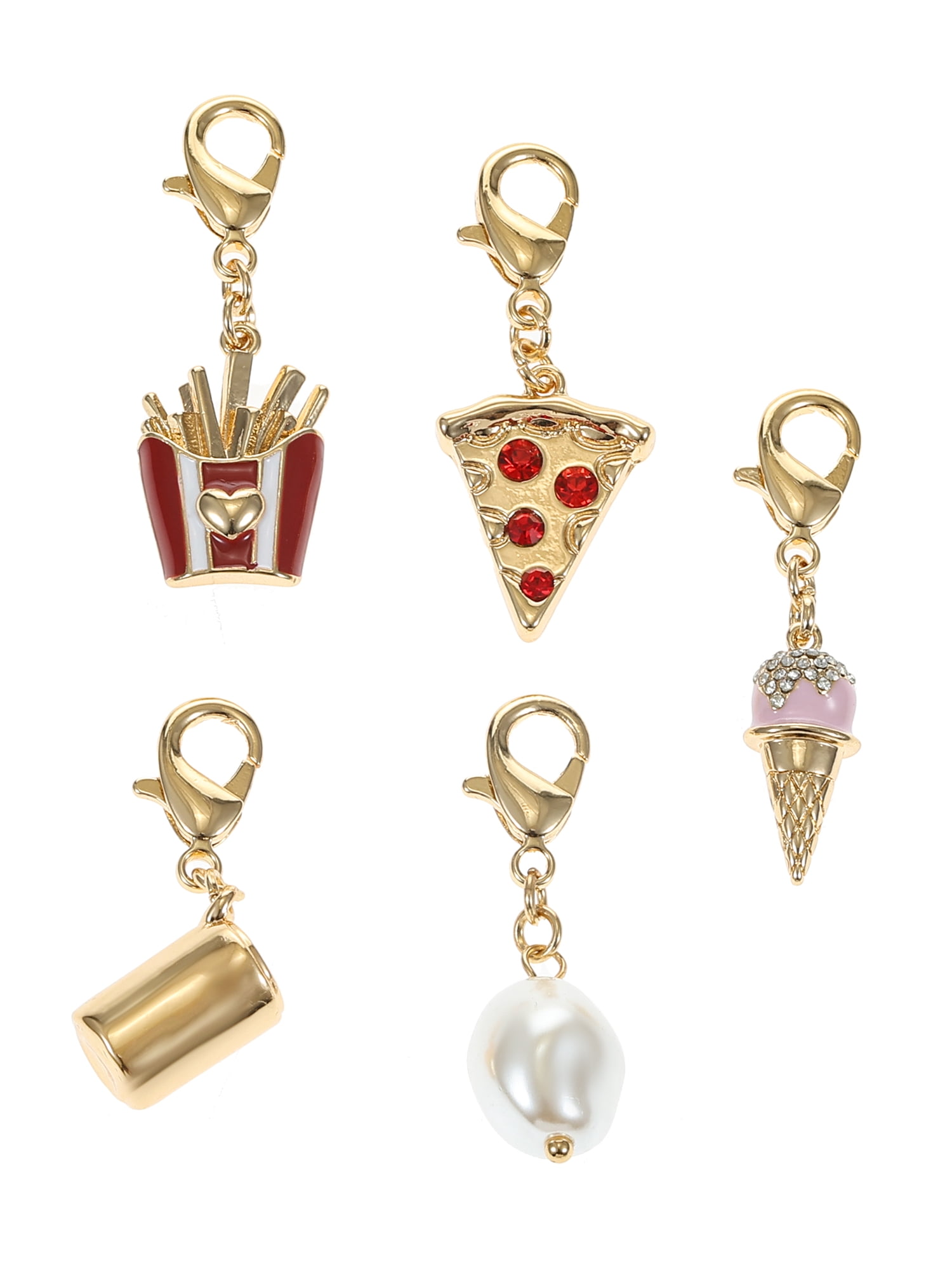 Time and Tru Goldtone Multi Charm Set, Favorite Foods, 5 Pieces