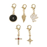 Time and Tru Goldtone Multi Charm Set, Religious Motif, 5 Pieces