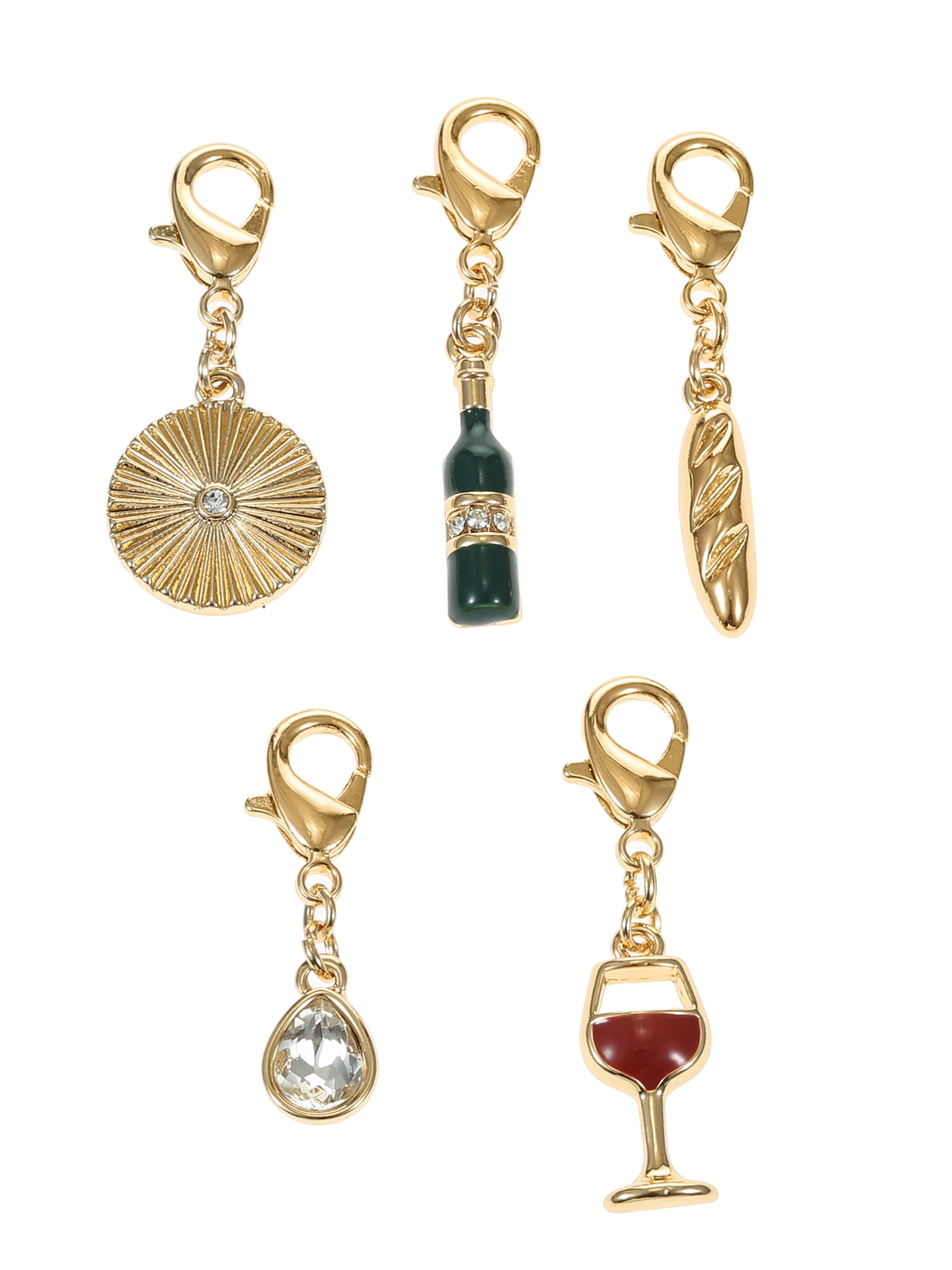 Time and Tru Goldtone Multi Charm Set, Wine Lover, 5 Pieces