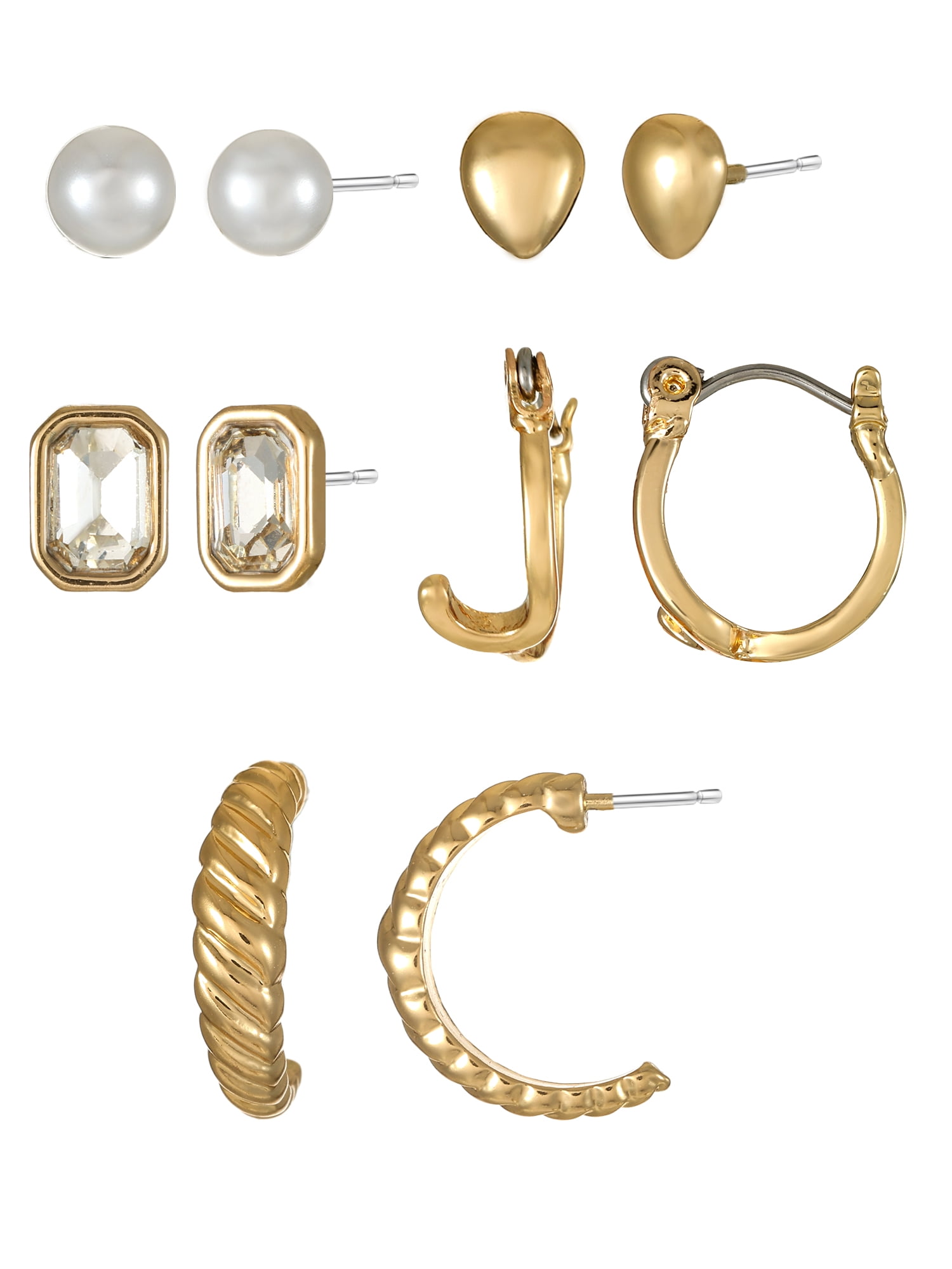 Time and Tru Goldtone Multi Earring Set, 5 Pairs, Initial J