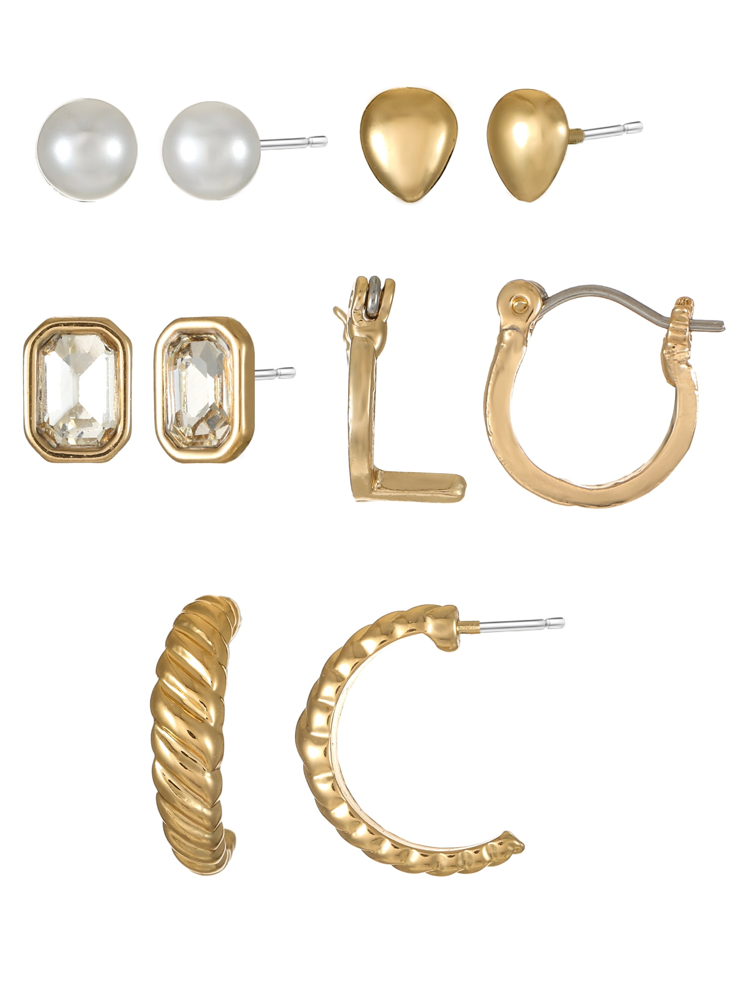 Time and Tru Goldtone Multi Earring Set, 5 Pairs, Initial L