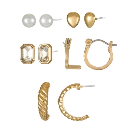 Time and Tru Goldtone Multi Earring Set, 5 Pairs, Initial L