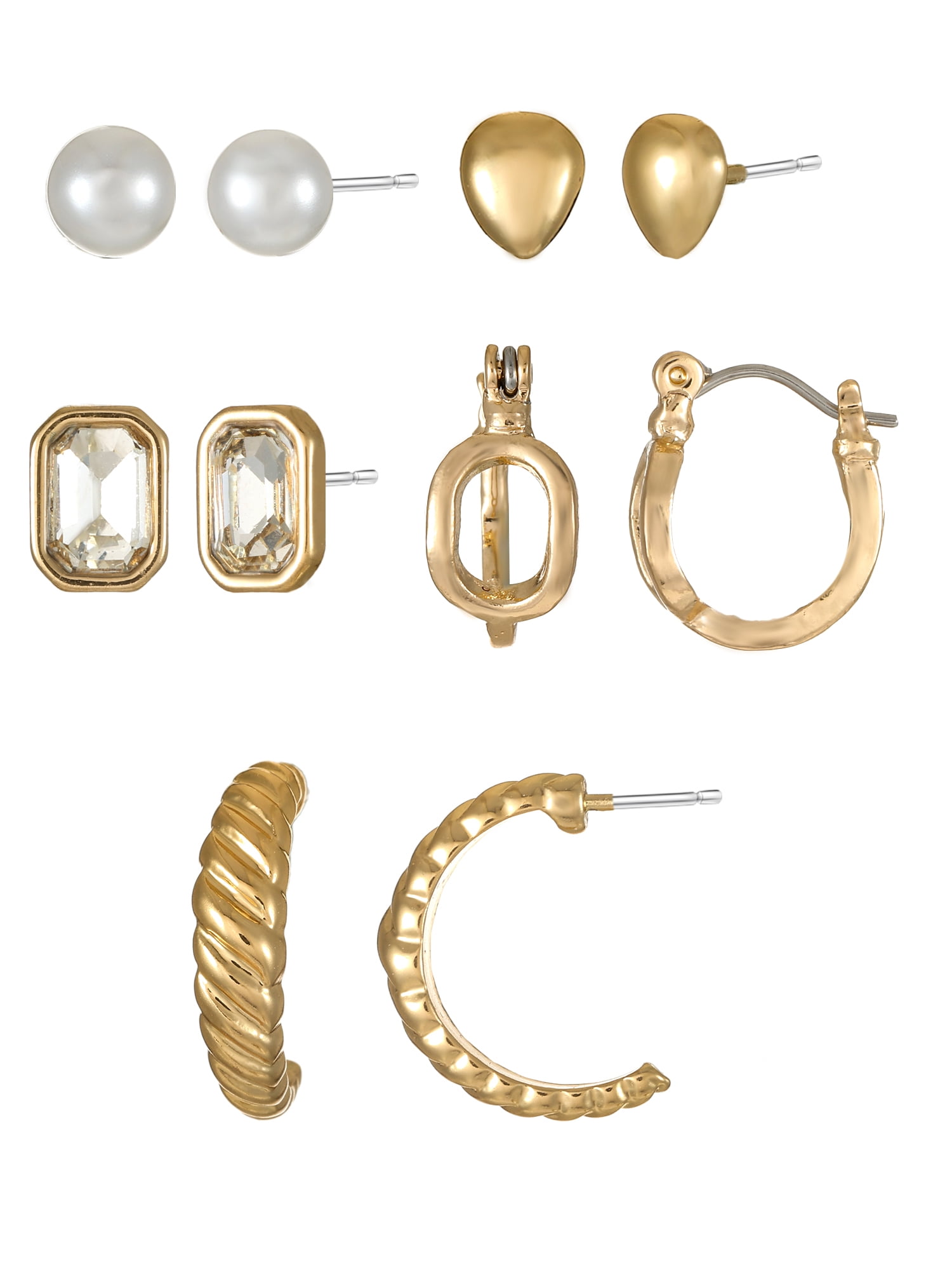 Time and Tru Goldtone Multi Earring Set, 5 Pairs, Initial O