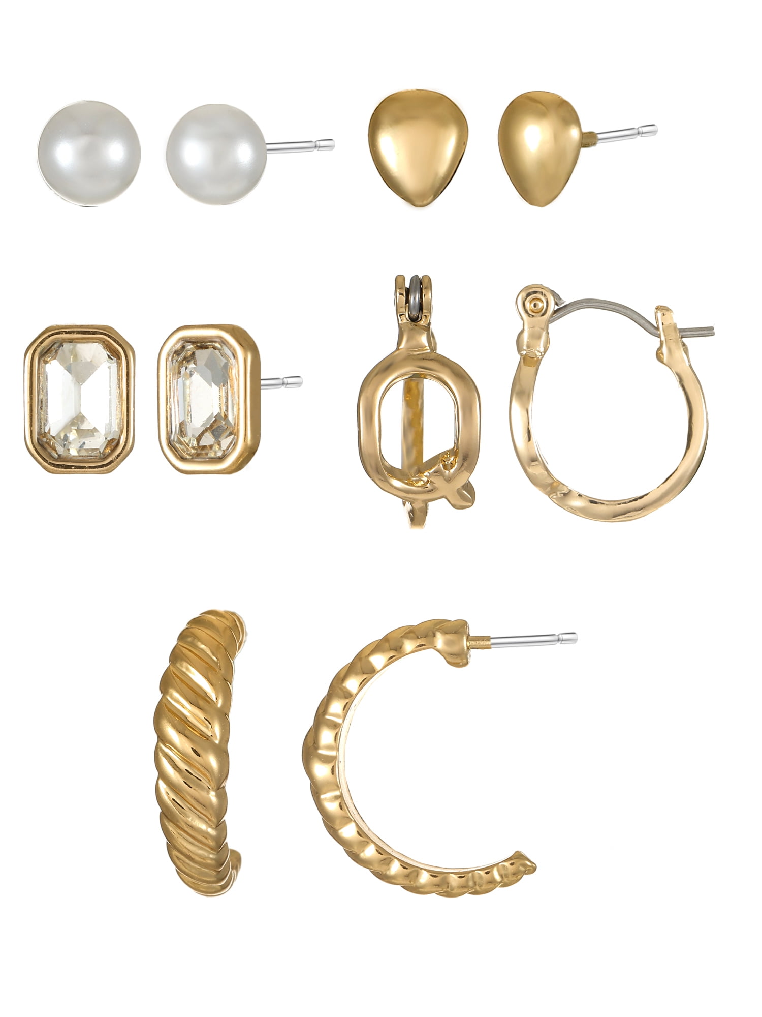 Time and Tru Goldtone Multi Earring Set, 5 Pairs, Initial Q