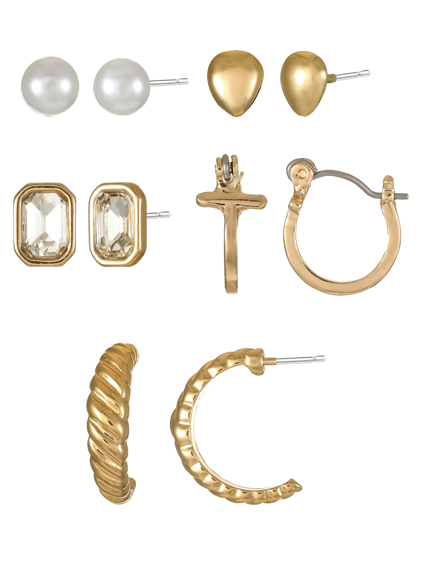 Time and Tru Goldtone Multi Earring Set, 5 Pairs, Initial T