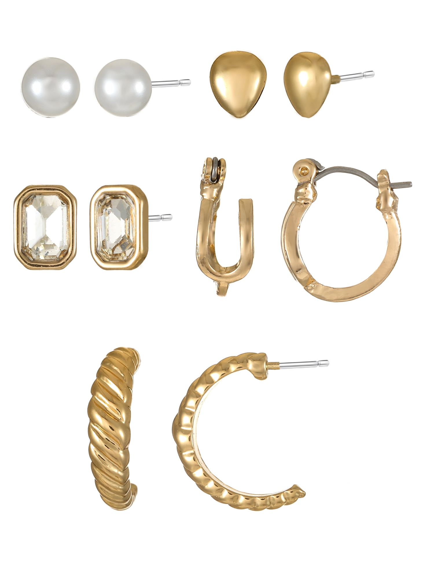 Time and Tru Goldtone Multi Earring Set, 5 Pairs, Initial U