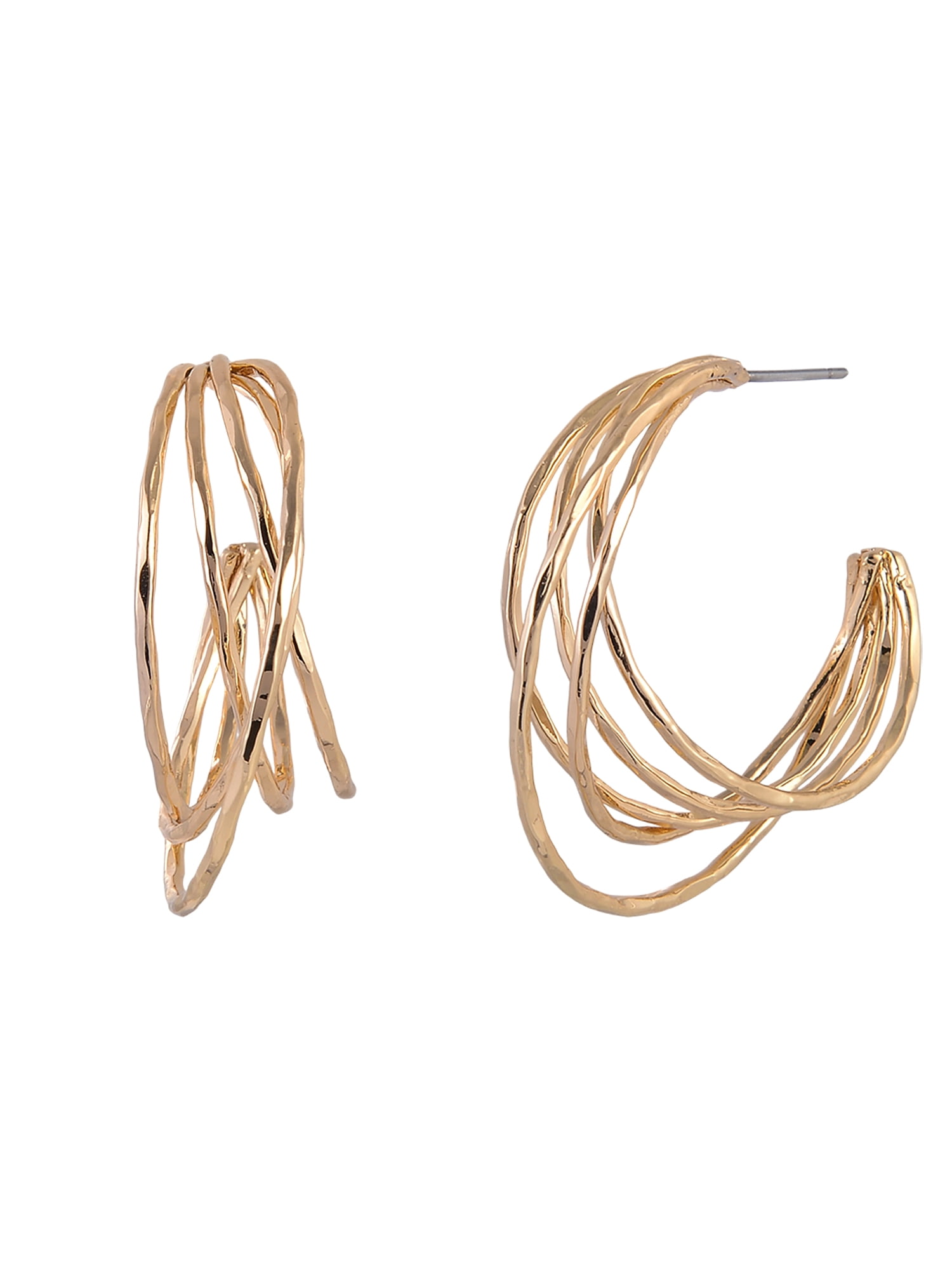 Time and Tru Goldtone Multi Ring C-Hoop Earring