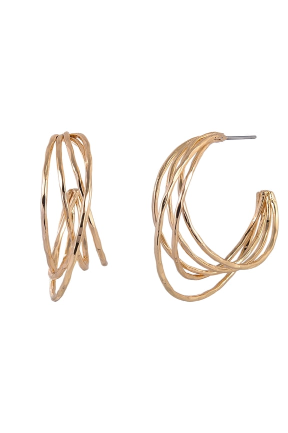 Goldtone Multi Ring C-Hoop Earring