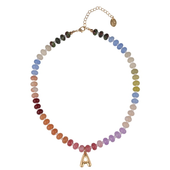 Time and Tru Goldtone Multicolored Bead Initial "A" Necklace