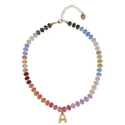 Time and Tru Goldtone Multicolored Bead Initial A Necklace