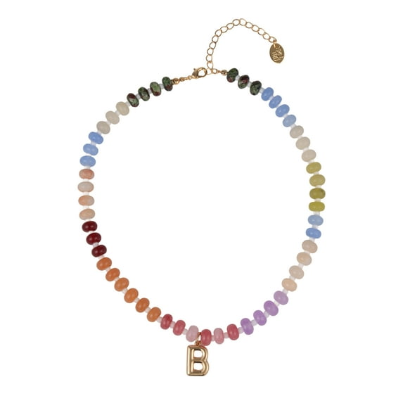 Time and Tru Goldtone Multicolored Bead Initial "B" Necklace