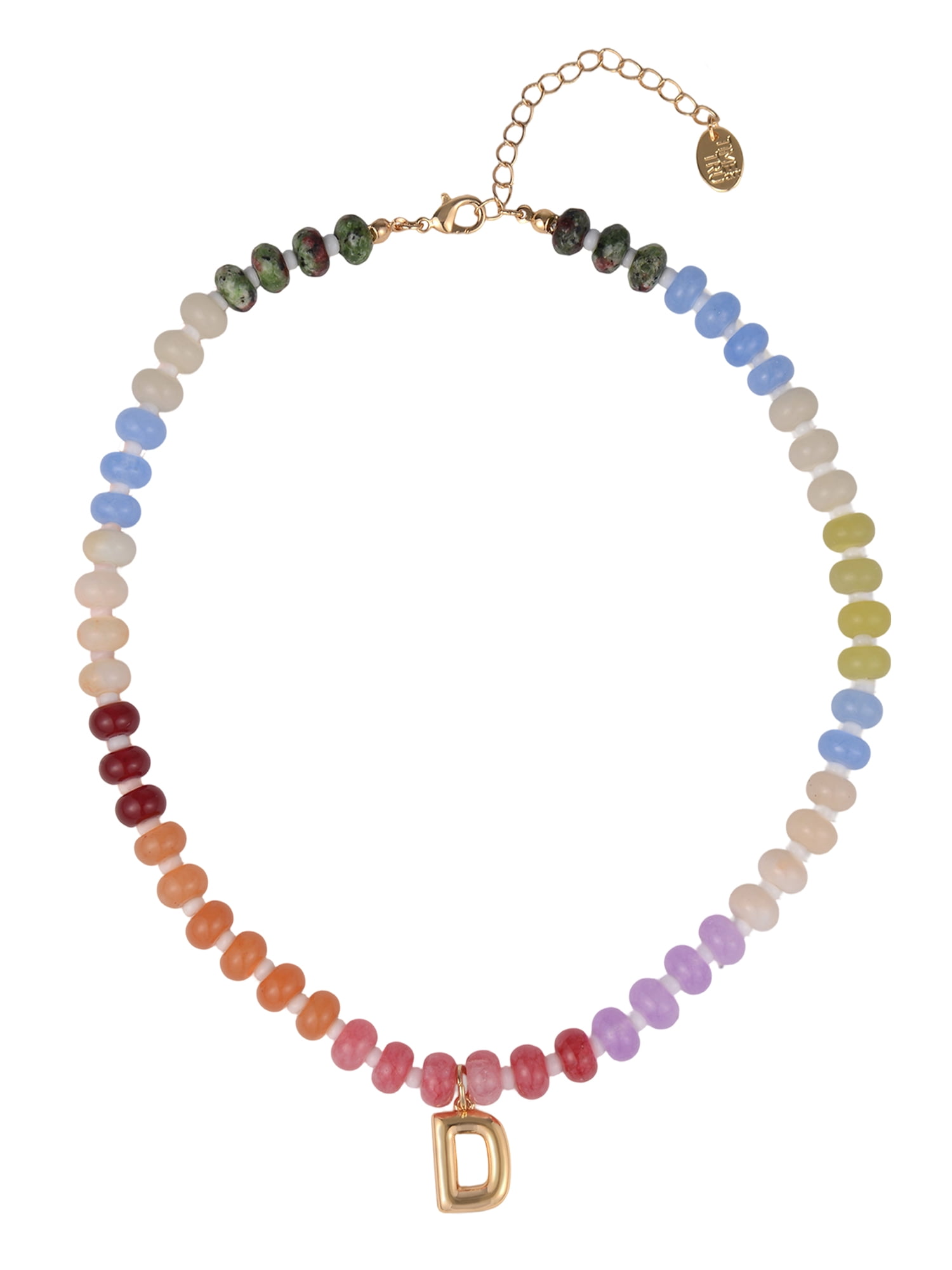 Time and Tru Goldtone Multicolored Bead Initial "D" Necklace