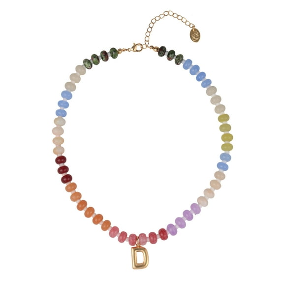 Time and Tru Goldtone Multicolored Bead Initial "D" Necklace