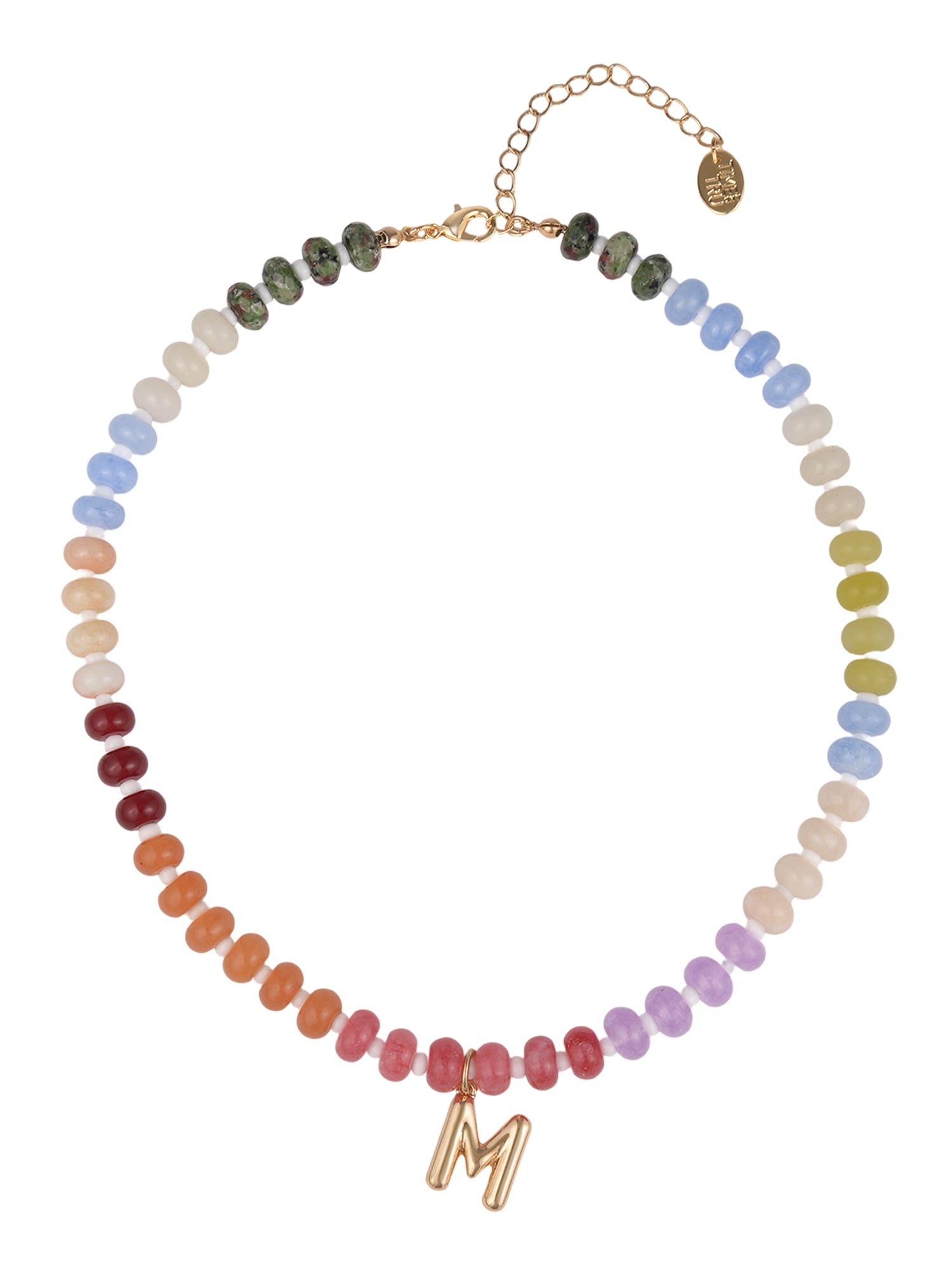 Time and Tru Goldtone Multicolored Bead Initial "M" Necklace