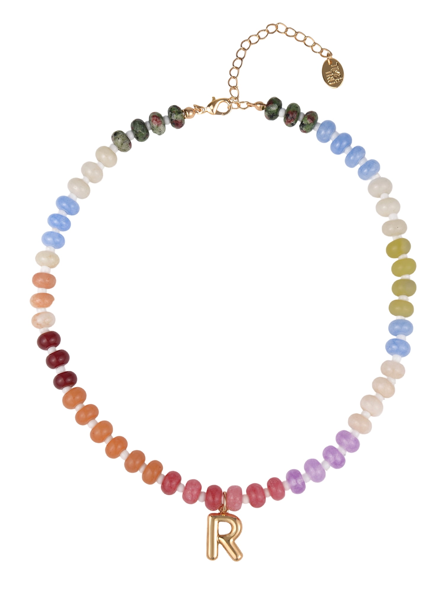 Time and Tru Goldtone Multicolored Bead Initial "R" Necklace