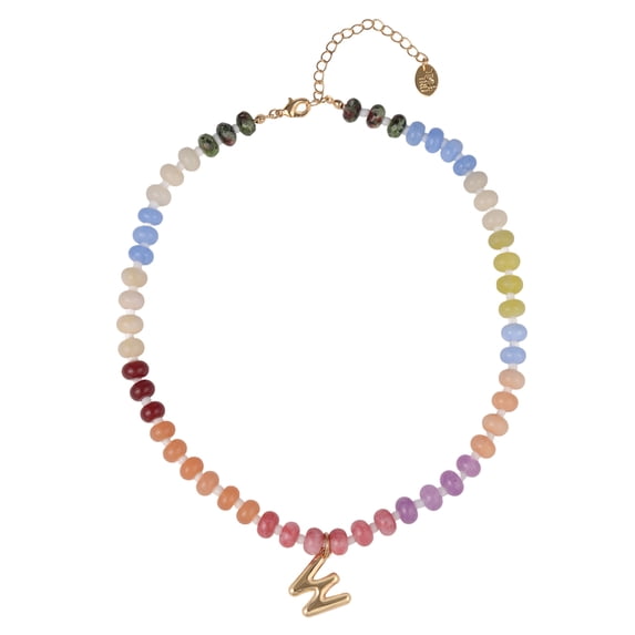 Time and Tru Goldtone Multicolored Bead Initial "W" Necklace
