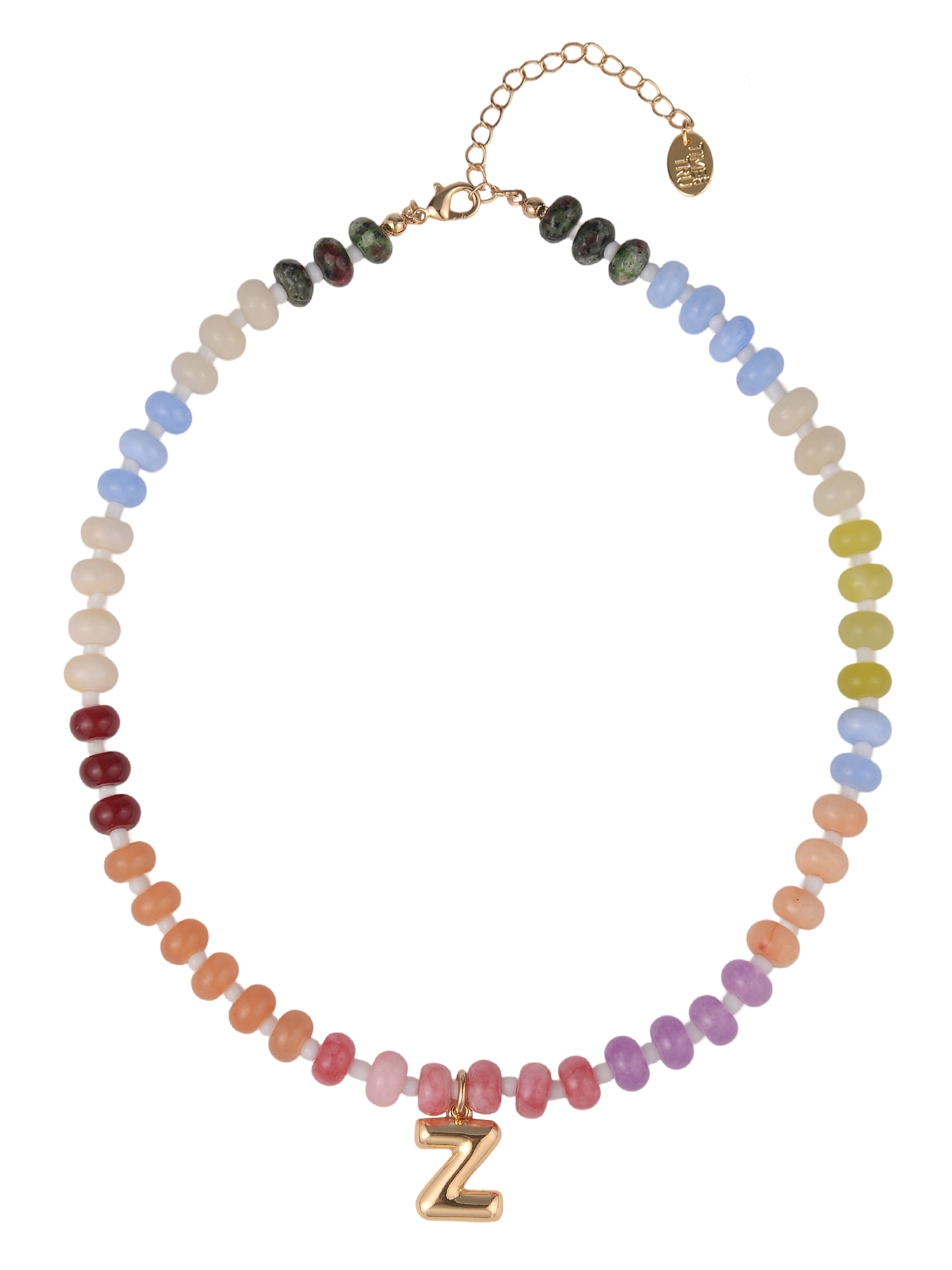Time and Tru Goldtone Multicolored Bead Initial "Z" Necklace