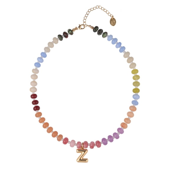 Time and Tru Goldtone Multicolored Bead Initial "Z" Necklace