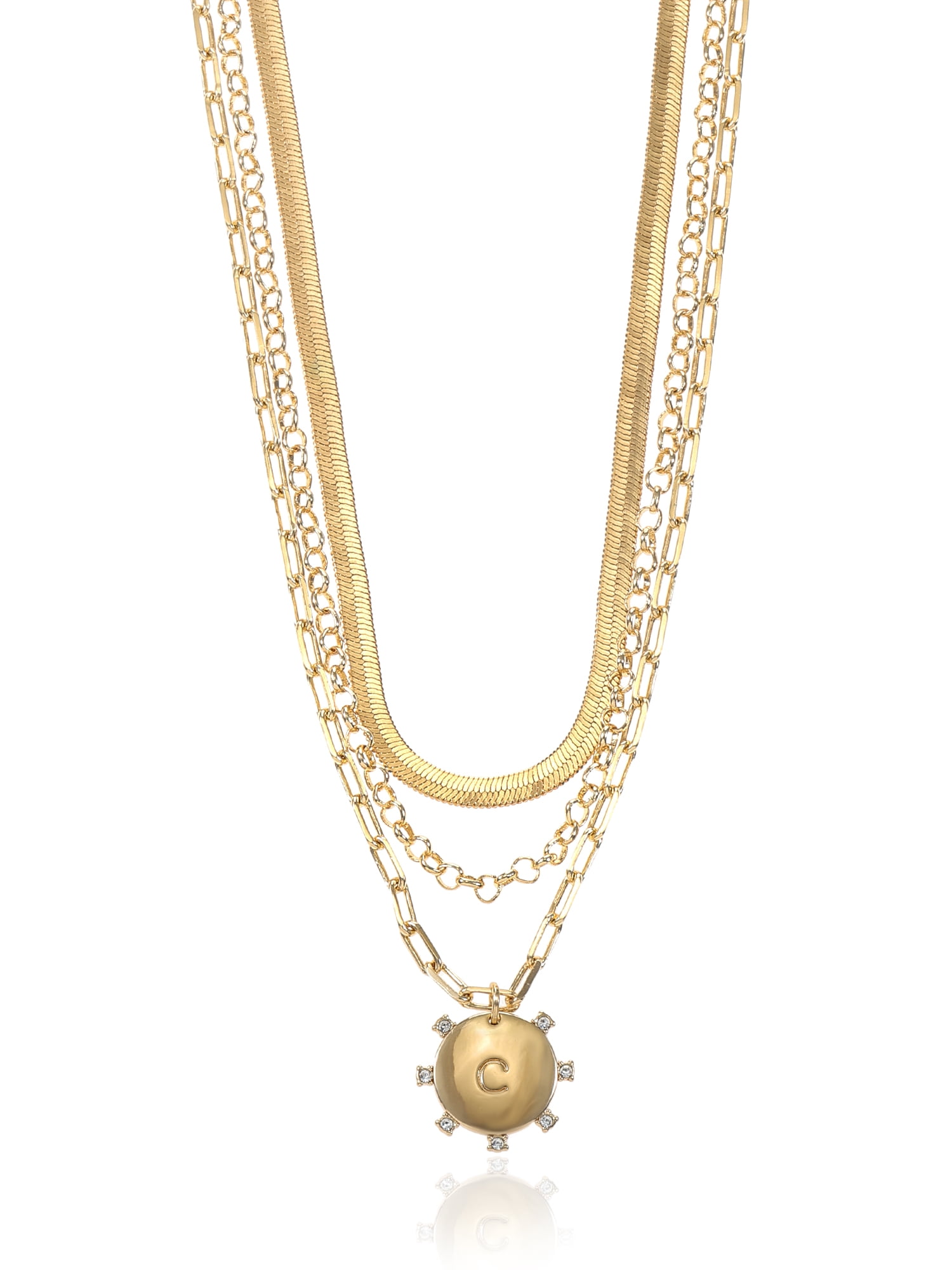 Time and Tru Goldtone Necklace, 3 Piece, Initial C