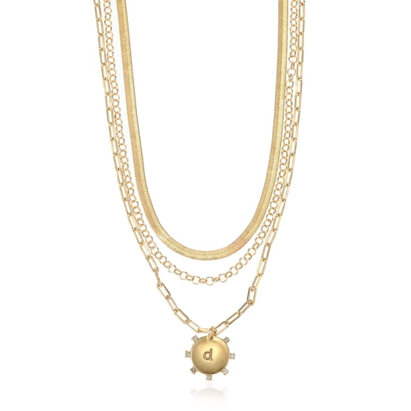 Time and Tru Goldtone Necklace, 3 Piece, Initial D