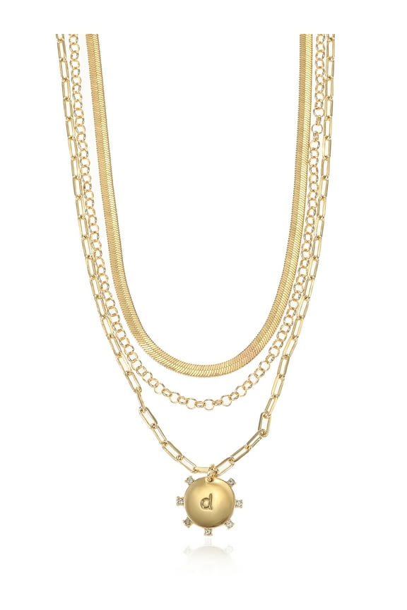 Goldtone Necklace, 3 Piece, Initial D