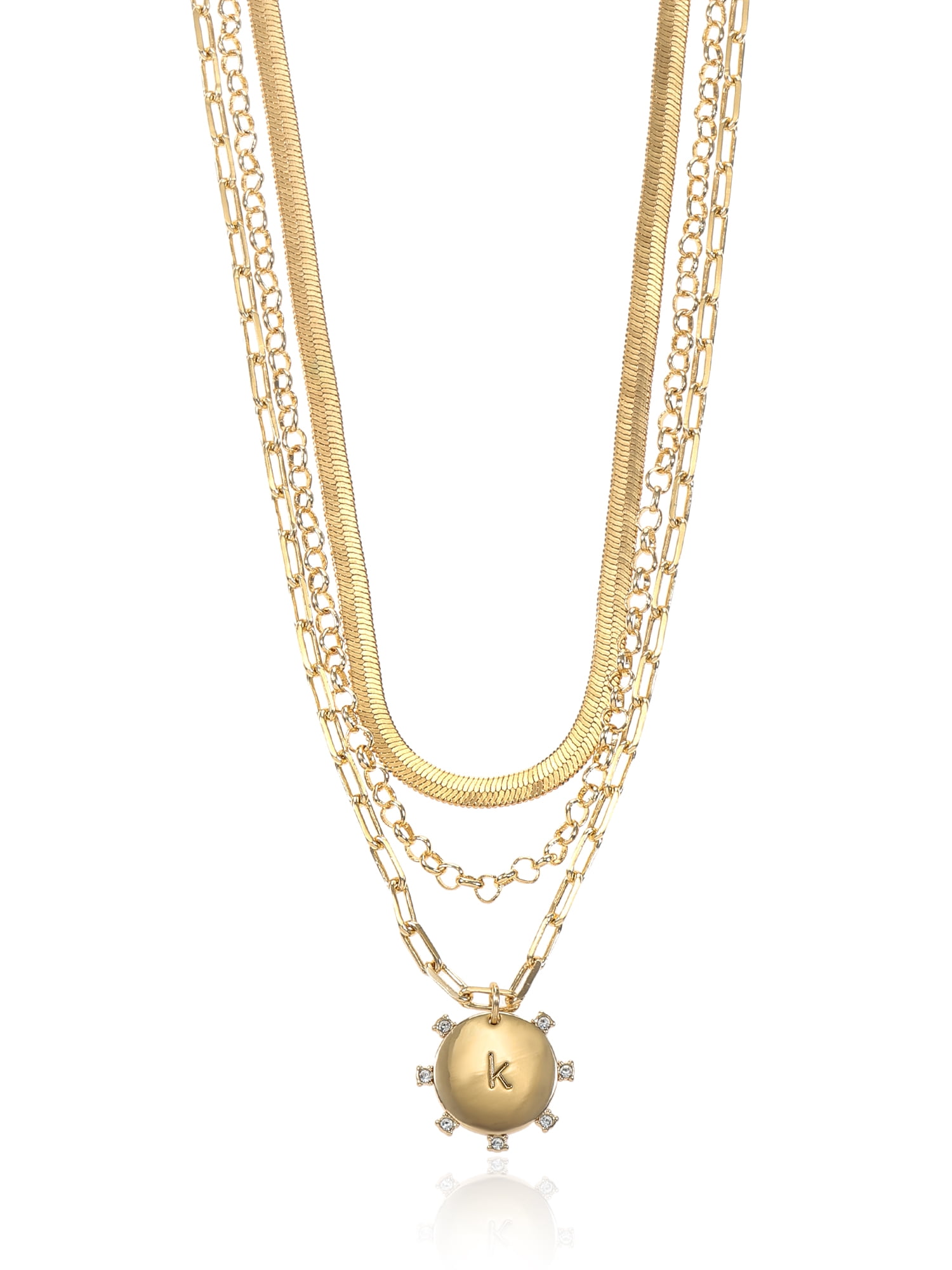 Time and Tru Goldtone Necklace, 3 Piece, Initial K